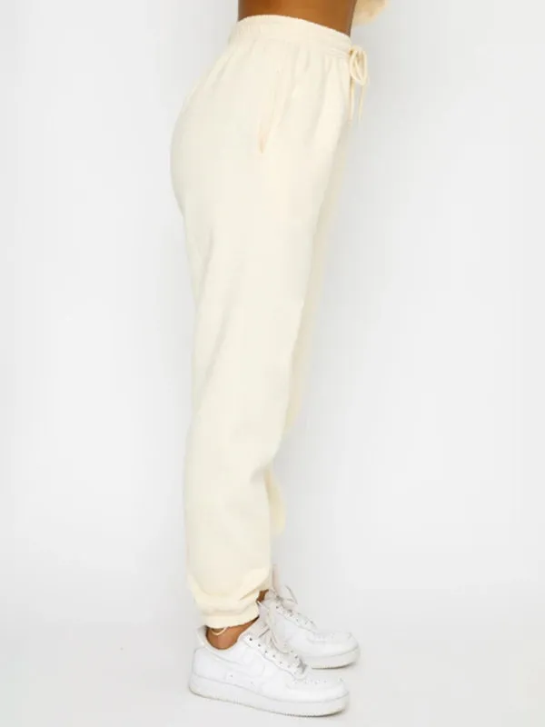 Women's New Solid Color Round Fashionable Casual Collar Pullover Long Sleeve Trousers Sweater Suit