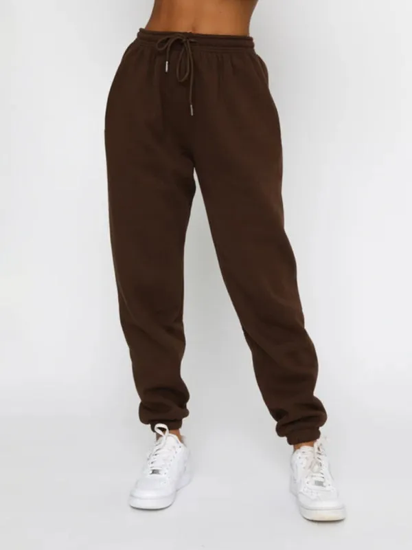 Women's New Solid Color Round Fashionable Casual Collar Pullover Long Sleeve Trousers Sweater Suit