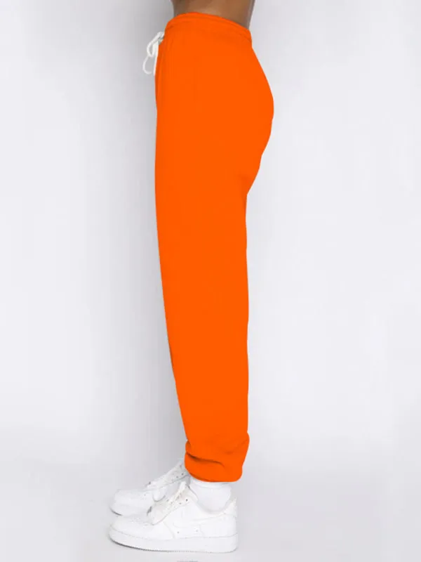 Women's new solid color stand-up collar zipper pullover long-sleeved sweatshirt and trousers suit