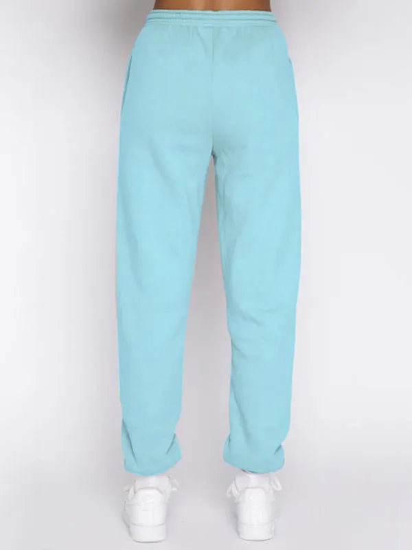 Women's new solid color stand-up collar zipper pullover long-sleeved sweatshirt and trousers suit