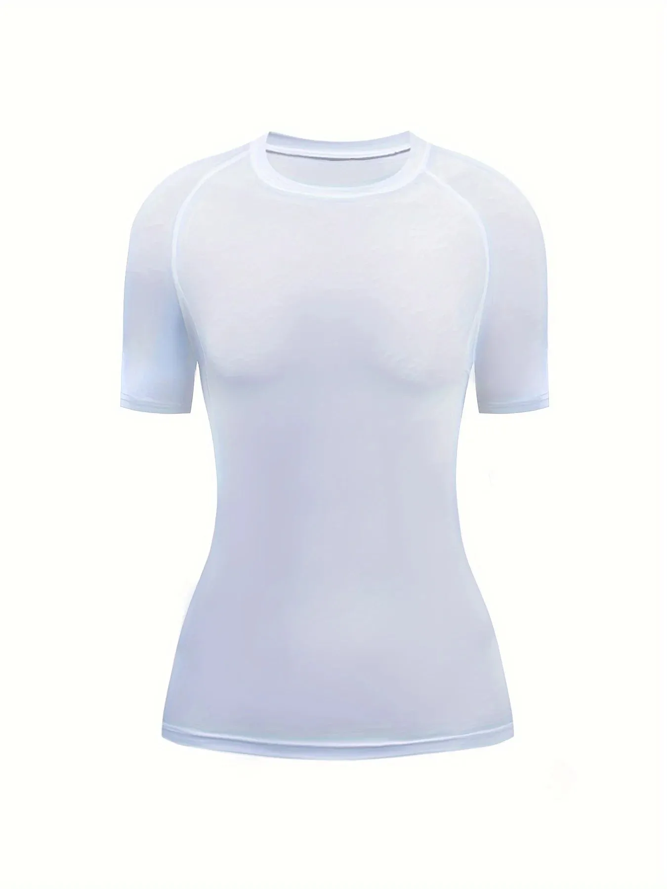 Women's Quick-Dry Crew Neck Tee – Breathable, Stretchable Activewear with Classic Solid Color Design