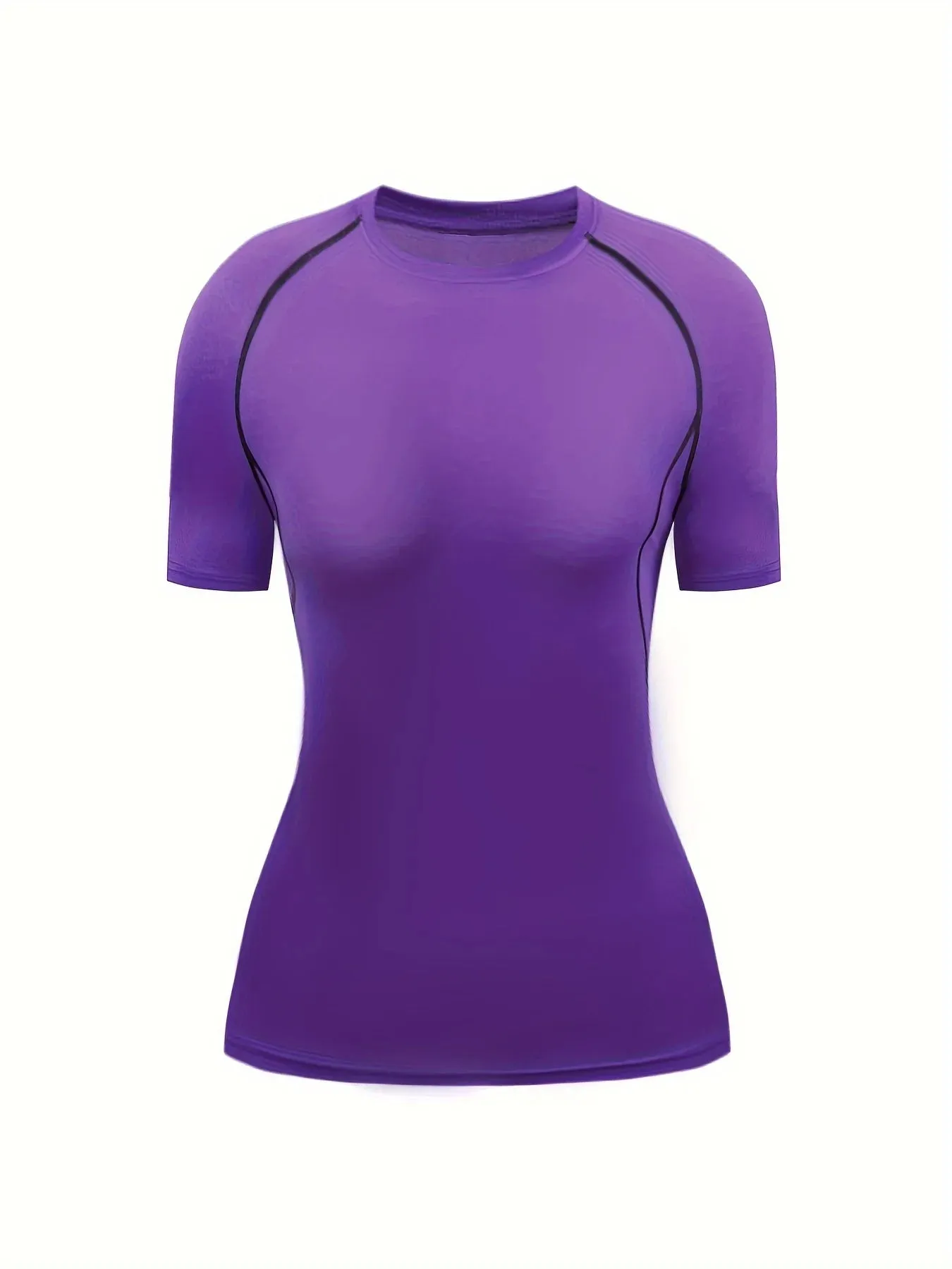 Women's Quick-Dry Crew Neck Tee – Breathable, Stretchable Activewear with Classic Solid Color Design