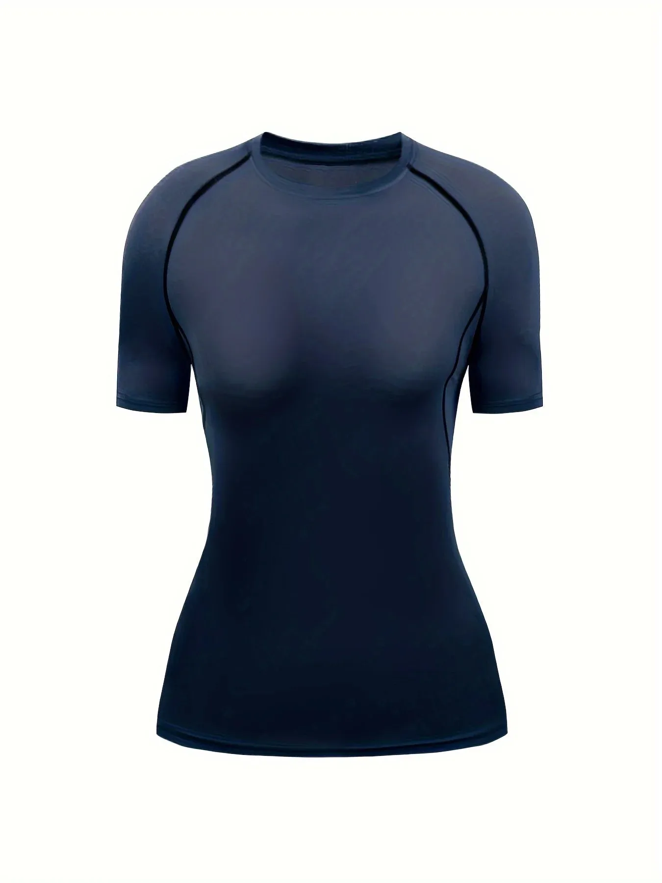 Women's Quick-Dry Crew Neck Tee – Breathable, Stretchable Activewear with Classic Solid Color Design