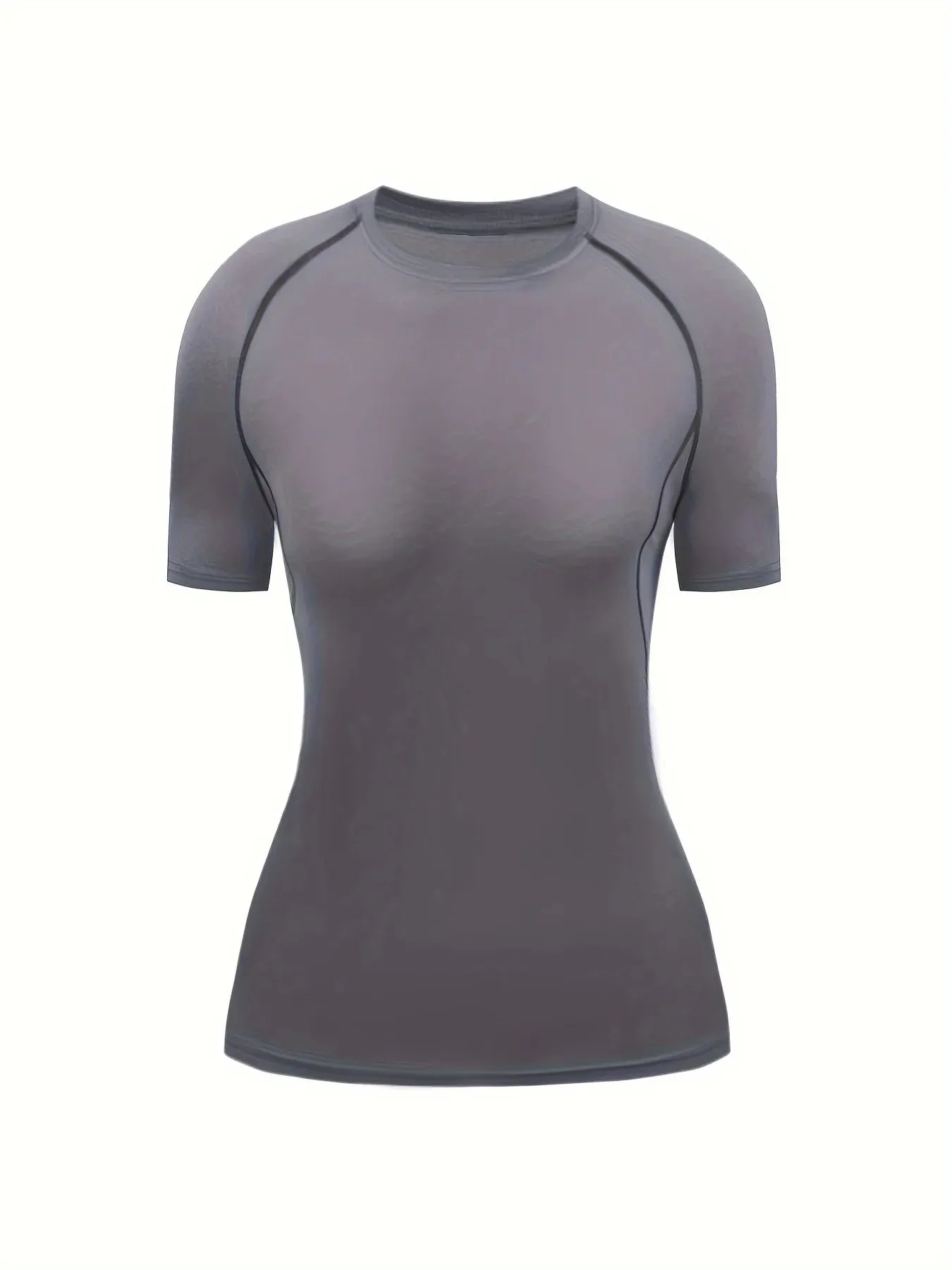 Women's Quick-Dry Crew Neck Tee – Breathable, Stretchable Activewear with Classic Solid Color Design