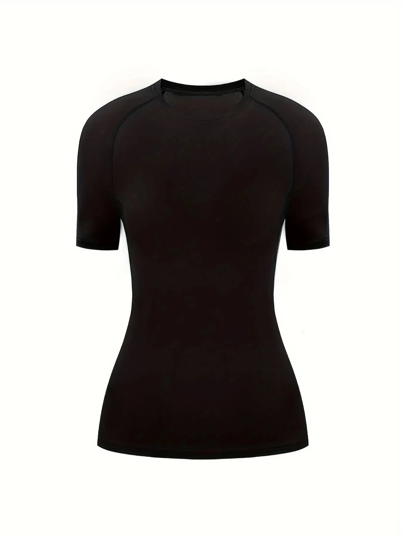 Women's Quick-Dry Crew Neck Tee – Breathable, Stretchable Activewear with Classic Solid Color Design