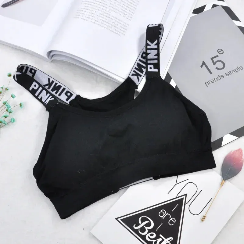 Women's Sports Bra Push Up Fitness Bra Yoga Bra Sport Underwear Running Gym Fitness Tops Black White Letters Seamless Underwear